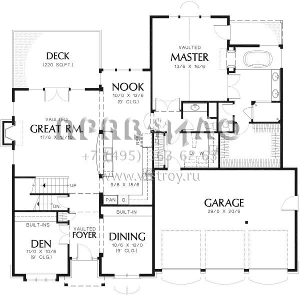 Проект двухэтажного дома с гаражом на три и более машин в английском стиле S5-267 (2559-00324)