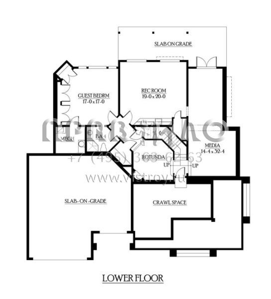 Проект двухэтажного дома с гаражом на три и более машин в английском стиле S5-528 (341-00242)