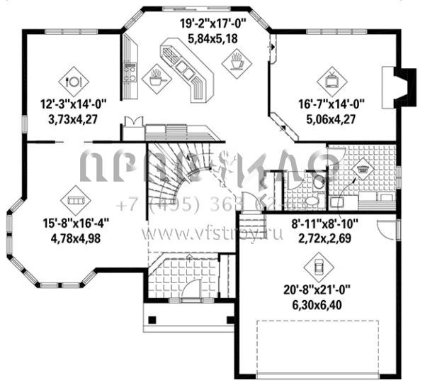 Проект двухэтажного дома с гаражом на две машины в английском стиле S5-268 (6146-00220)