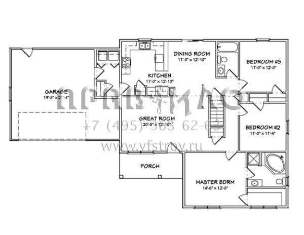 Проект одноэтажного дома с гаражом на две машины в стиле Ранчо S5-137 (849-00069)