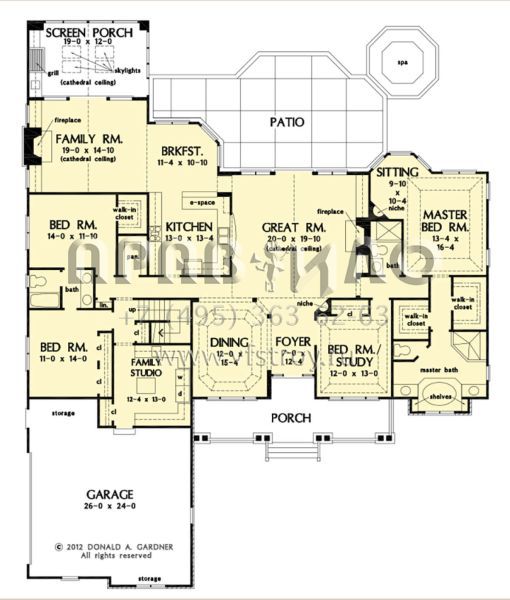 Проект одноэтажного дома с гаражом на две машины в стиле Ранчо S5-292 (2865-00245)