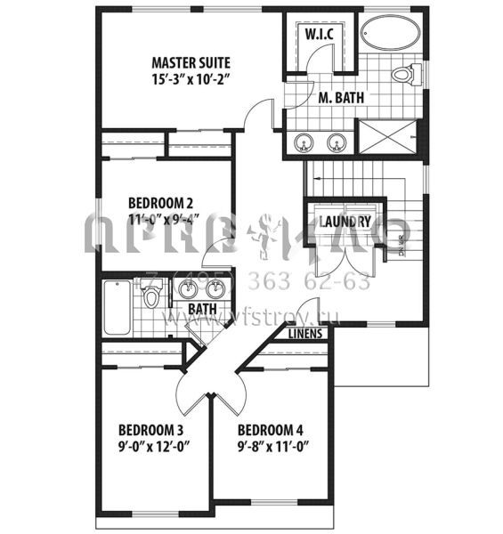 Проект двухэтажного дома с гаражом на две машины в стиле Ранчо S5-159 (9488-00012)