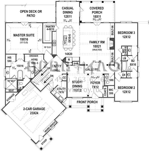 Проект одноэтажного дома с гаражом на две машины в американском стиле S5-257 (4195-00003)
