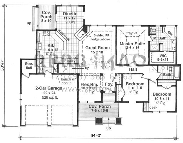 Проект одноэтажного дома с гаражом на две машины в стиле Ранчо S5-165 (098-00262)