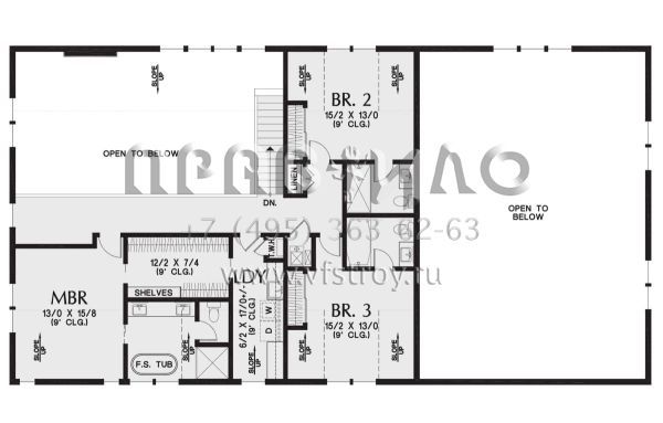 Проект двухэтажного дома с гаражом на три и более машин в стиле БарнХаус S5-252 (2559-01002)