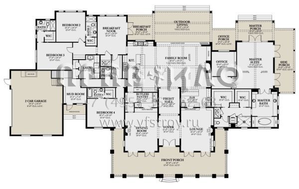 Проект двухэтажного дома с гаражом на две машины в стиле Ранчо S5-575 (3978-00260)