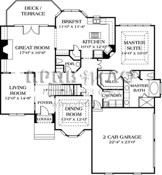 Проект двухэтажного дома с гаражом на две машины в стиле Ранчо S5-284 (3323-00240)