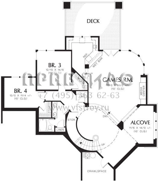 Проект трехэтажного дома с гаражом на три и более машин в американском стиле S5-484 (2559-00580)