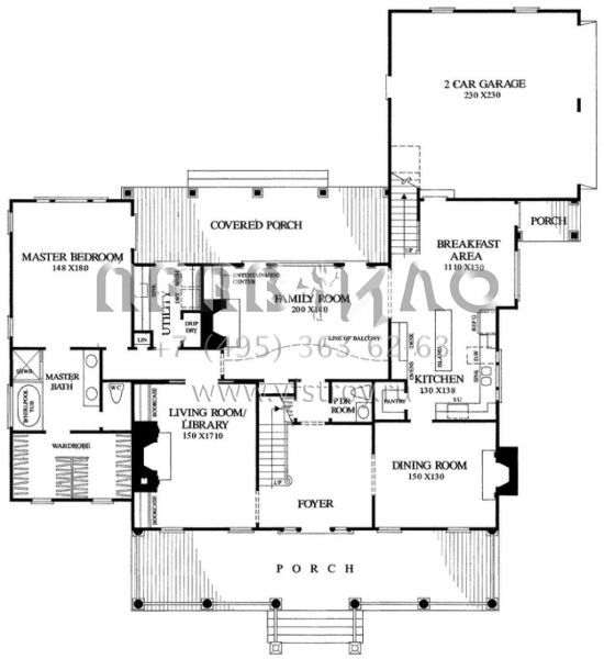 Проект двухэтажного дома с гаражом на две машины в стиле Ранчо S5-297 (7922-00064)