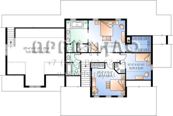 Проект двухэтажного дома с гаражом на две машины в стиле Ранчо S5-214 (034-00427)