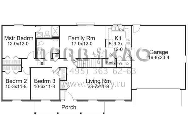 Проект одноэтажного дома с гаражом на две машины в стиле Ранчо S5-127 (5633-00390)