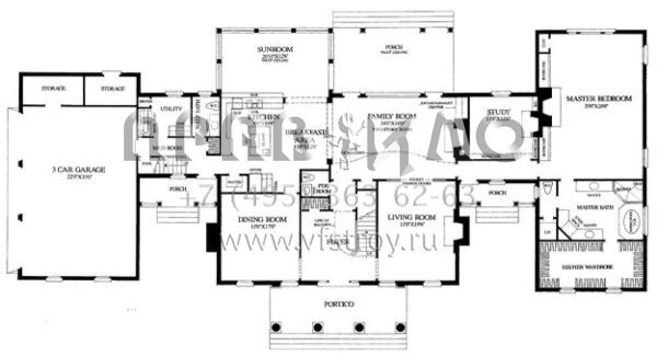 Проект двухэтажного дома с гаражом на три и более машин в стиле Особняк S5-464 (7922-00193)