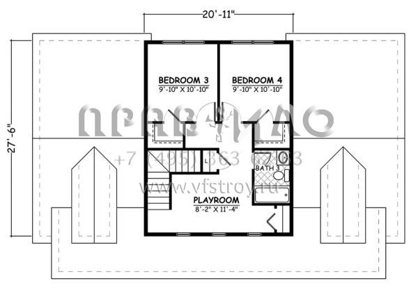 Проект двухэтажного дома без гаража в стиле Ранчо S5-182 (526-00046)