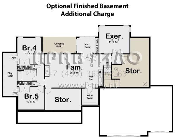 Проект одноэтажного дома с гаражом на три и более машин в современном стиле S5-202 (963-00587)