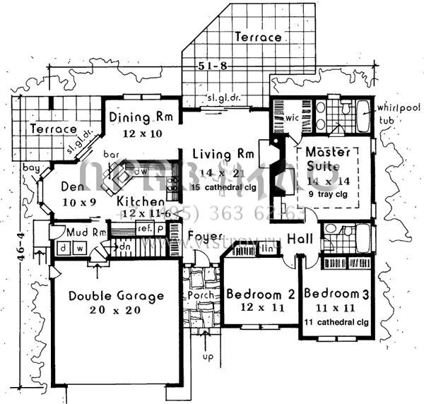 Проект одноэтажного дома с гаражом на две машины в стиле Ранчо S5-141 (033-00004)