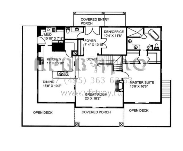 Проект одноэтажного дома без гаража в скандинавском стиле S5-333 (039-00534)