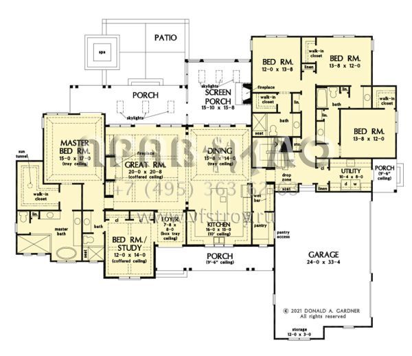 Проект одноэтажного дома с гаражом на три и более машин в современном стиле S5-315 (2865-00392)