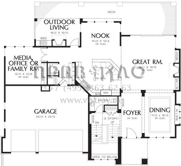 Проект двухэтажного дома с гаражом на три и более машин в современном стиле S5-454 (2559-00608)
