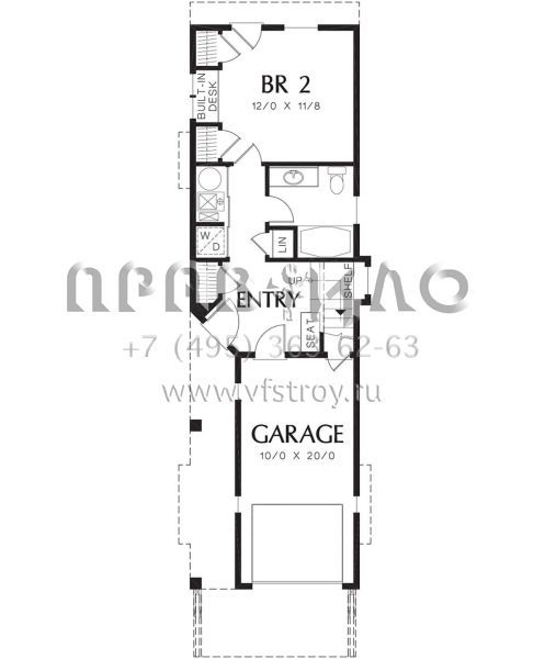 Проект двухэтажного дома с гаражом на одну машину в стиле Ранчо S5-112 (2559-00204)