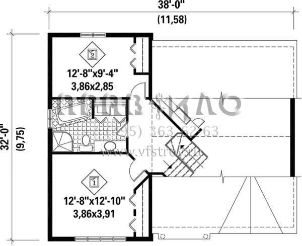 Проект двухэтажного дома с гаражом на одну машину в американском стиле S5-109 (6146-00086)