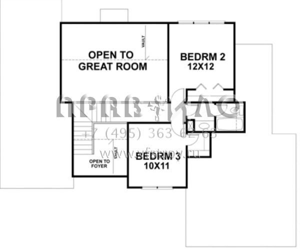 Проект двухэтажного дома с гаражом на две машины в стиле Ранчо S5-165 (036-00045)