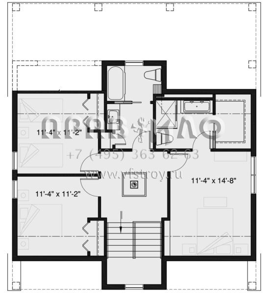 Проект двухэтажного дома без гаража в современном стиле S5-169 (034-01154)
