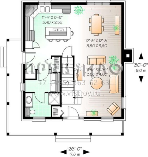 Проект двухэтажного дома без гаража в стиле Ранчо S5-145 (034-00933)
