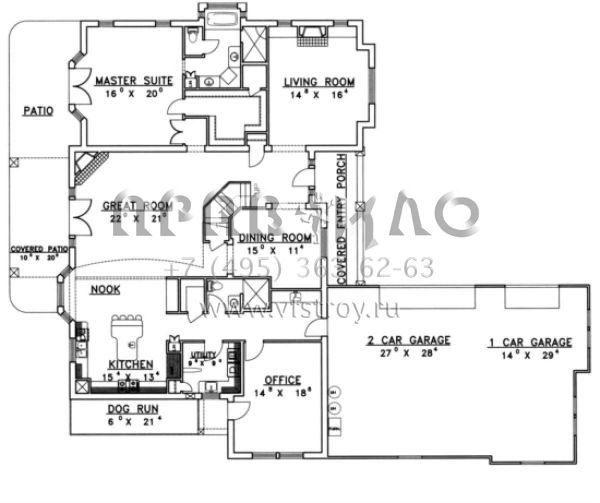 Проект двухэтажного дома с гаражом на три и более машин в скандинавском стиле S5-432 (039-00180)