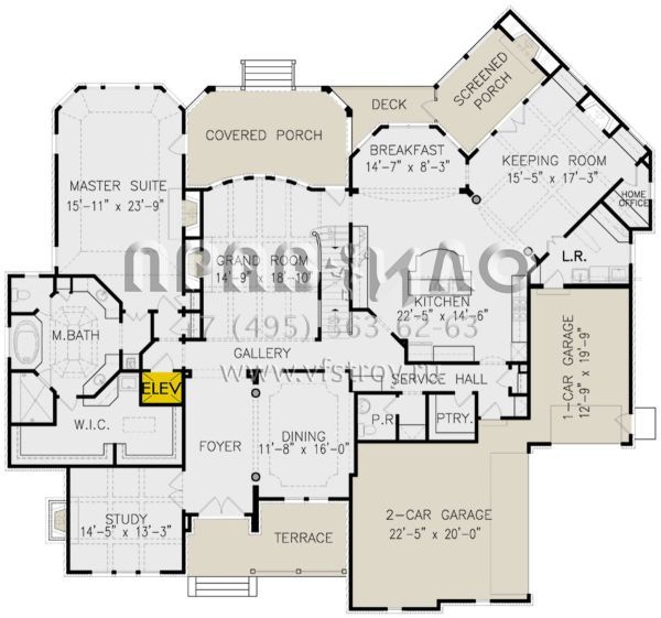 Проект двухэтажного дома с гаражом на три и более машин в английском стиле S5-433 (699-00194)