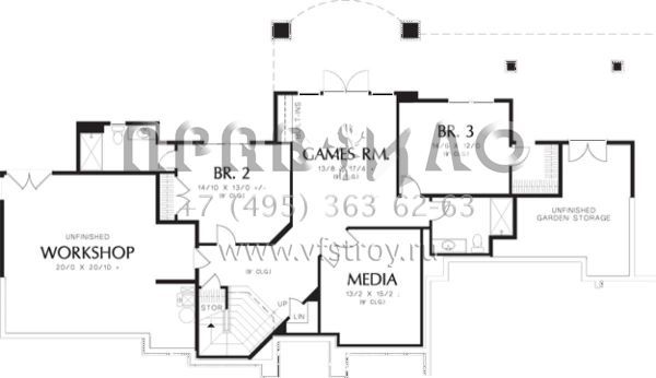 Проект одноэтажного дома с гаражом на три и более машин в стиле Ранчо S5-322 (2559-00161)
