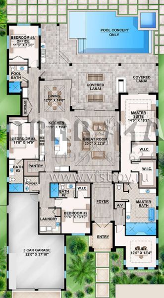 Проект одноэтажного дома с гаражом на три и более машин в прибрежном стиле S5-332 (207-00023)