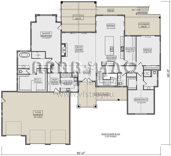 Проект одноэтажного дома с гаражом на три и более машин в американском стиле S5-298 (5631-00238)