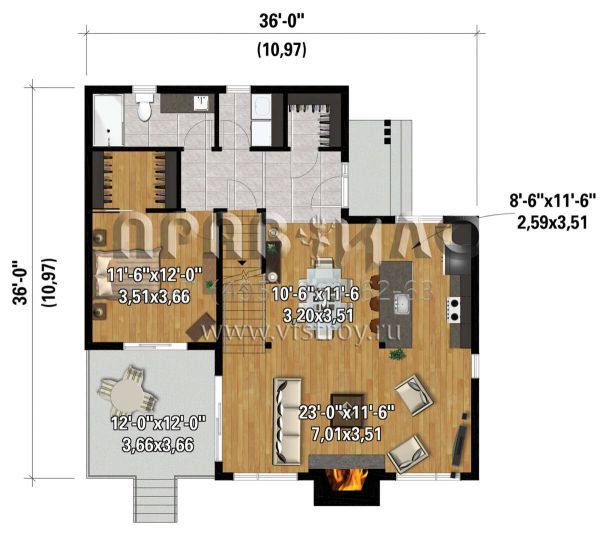 Проект двухэтажного дома без гаража в современном стиле S5-136 (6146-00552)