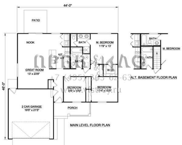 Проект одноэтажного дома с гаражом на две машины в стиле Ранчо S5-114 (340-00005)