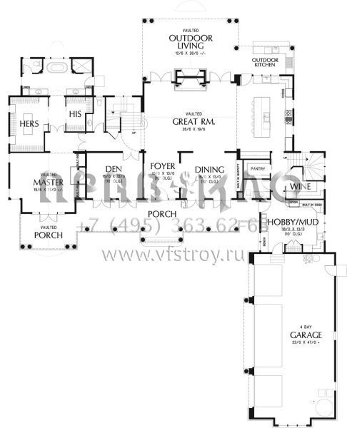 Проект двухэтажного дома с гаражом на три и более машин в классическом стиле S5-455 (2559-00785)