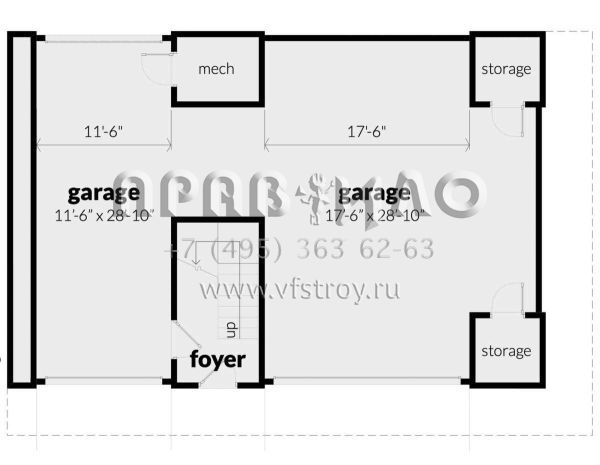 Проект двухэтажного дома с гаражом на три и более машин в современном стиле S5-141 (028-00165)