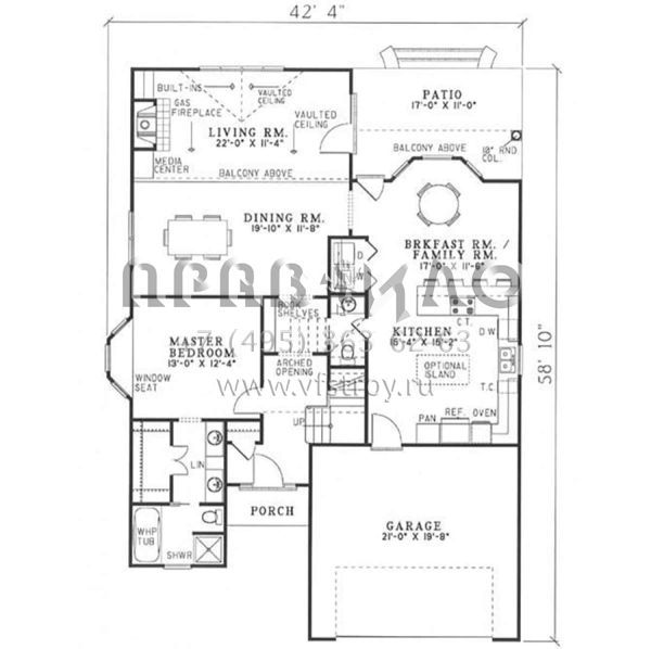 Проект двухэтажного дома с гаражом на две машины в стиле Ранчо S5-212 (110-00032)