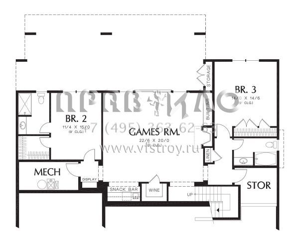 Проект одноэтажного дома с гаражом на две машины в стиле Ранчо S5-331 (2559-00174)