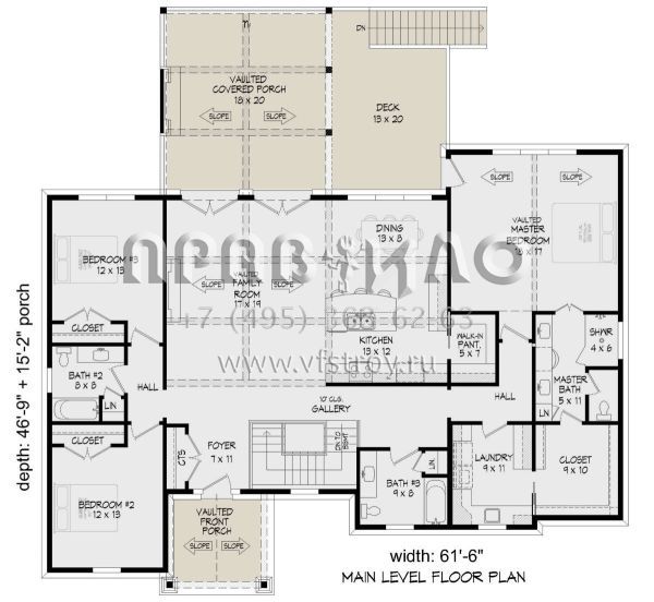 Проект одноэтажного дома с гаражом на две машины в американском стиле S5-304 (940-00977)