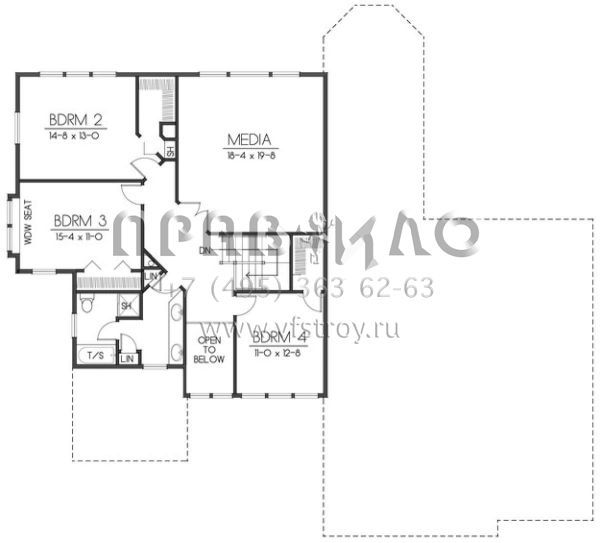 Проект двухэтажного дома с гаражом на три и более машин в стиле Ранчо S5-314 (692-00227)