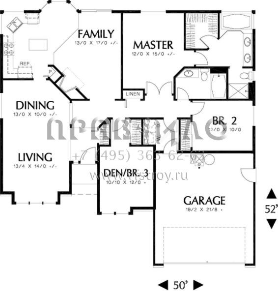 Проект одноэтажного дома с гаражом на две машины в стиле Ранчо S5-157 (2559-00057)
