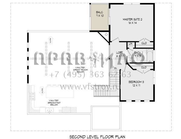 Проект двухэтажного дома без гаража в стиле Ранчо S5-204 (940-00732)