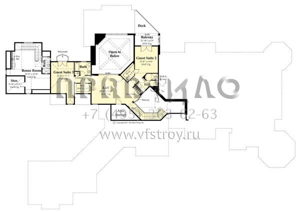 Проект двухэтажного дома с гаражом на три и более машин в стиле Ранчо S5-613 (8436-00105)