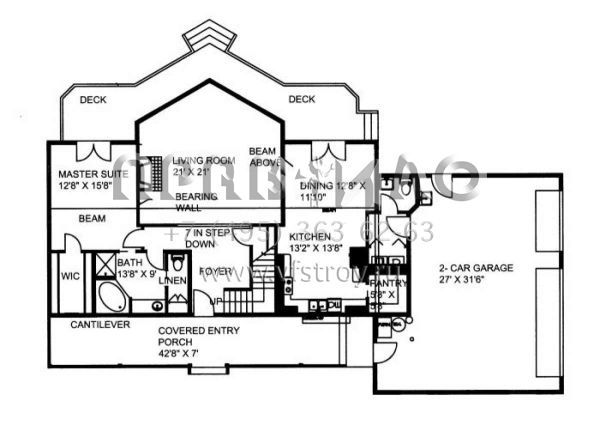 Проект двухэтажного дома с гаражом на три и более машин в скандинавском стиле S5-214 (039-00543)
