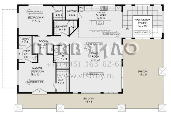 Проект двухэтажного дома с гаражом на три и более машин в современном стиле S5-178 (940-00424)