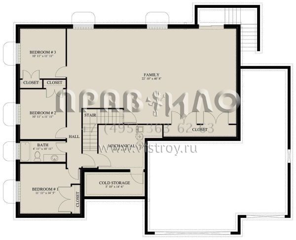 Проект дома с пятью спальнями, цокольным этажом и гаражом на три машины S5-183 (2802-00052)