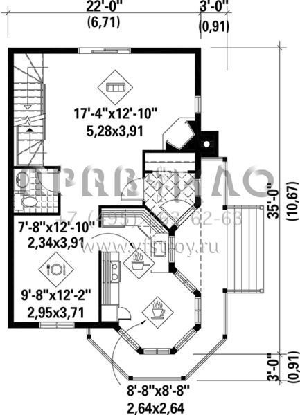 Проект двухэтажного дома без гаража в английском стиле S5-133 (6146-00116)