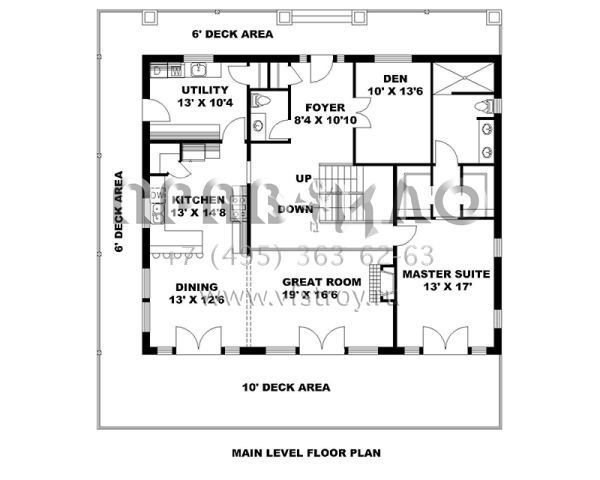 Проект двухэтажного дома с гаражом на две машины в стиле Ранчо S5-434 (039-00600)