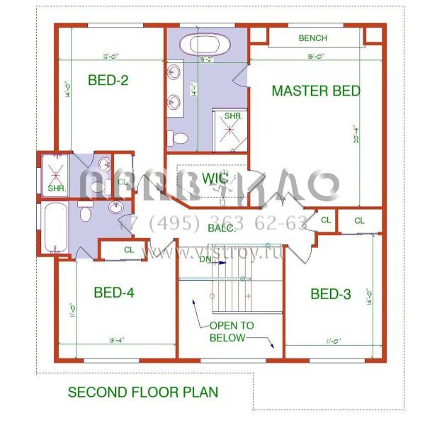 Проект двухэтажного дома без гаража в стиле Ранчо S5-309 (033-00136)