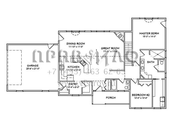 Проект одноэтажного дома с гаражом на две машины в стиле Ранчо S5-155 (849-00009)